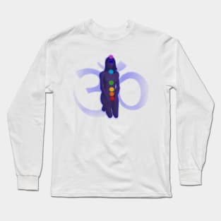 Chakra Mediation-Blue with OM Long Sleeve T-Shirt